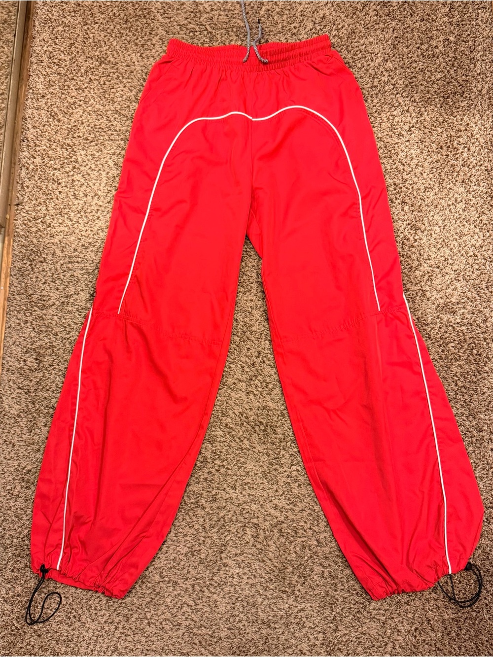 SHEIN Red Track Pants with White Piping